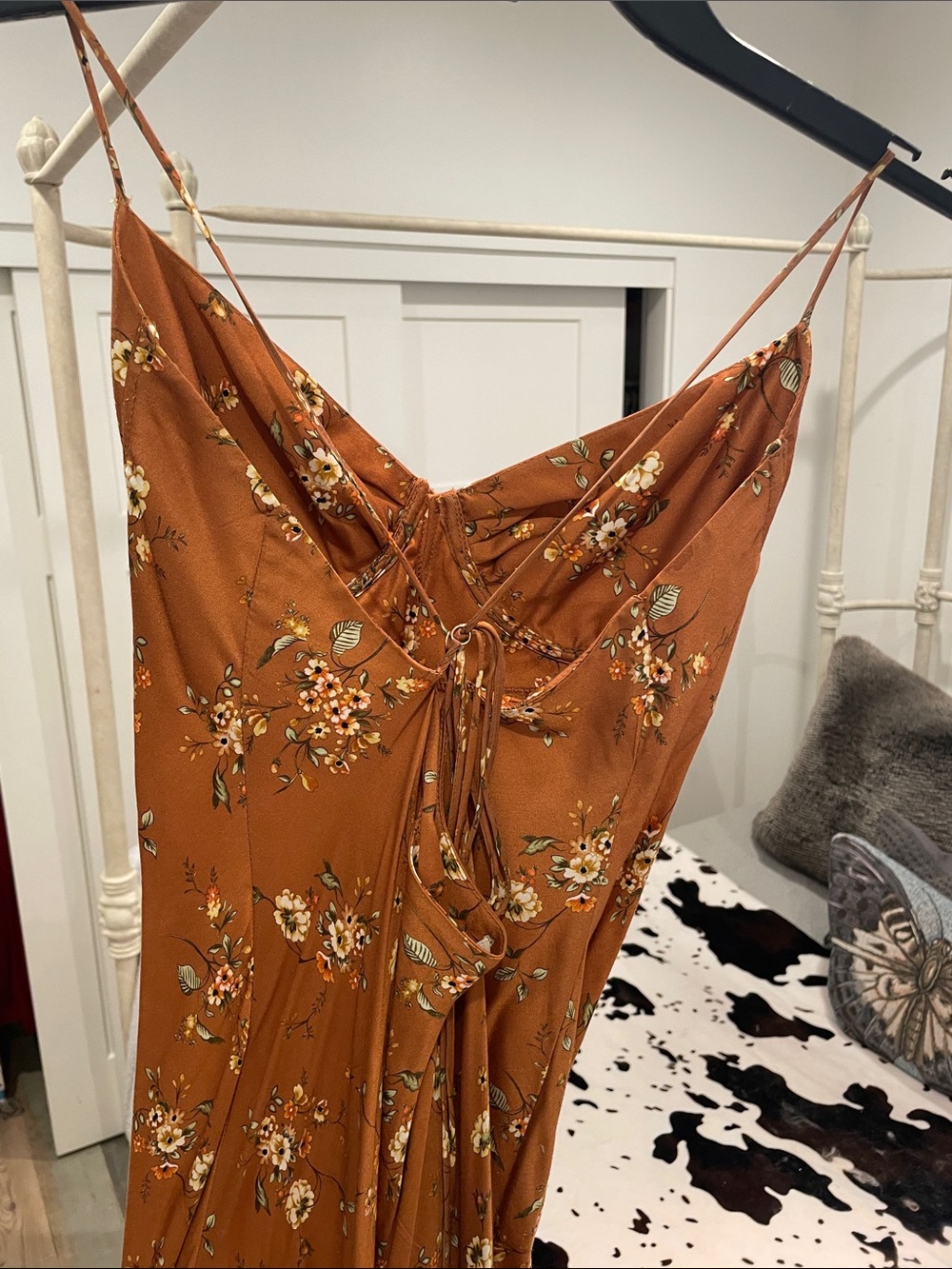 PacSun Rust Floral Slip Maxi Dress with Spaghetti Straps - Picture 2 of 3